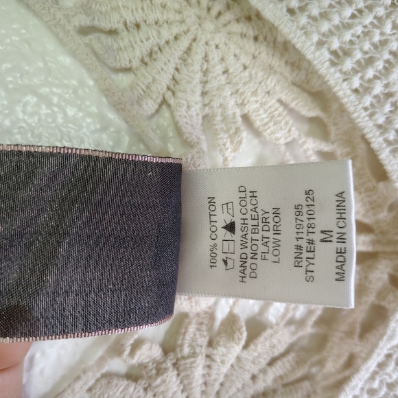 Moon Collection Cream Lace Knit Top 100% Cotton Sz M - Picture 5 of 9